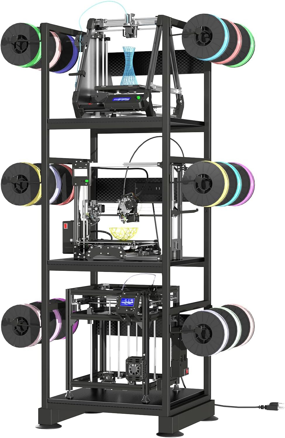 3Dprinter Stand with Filament Storage,3D Printer Rack with Power Outlet,Heavy-Du