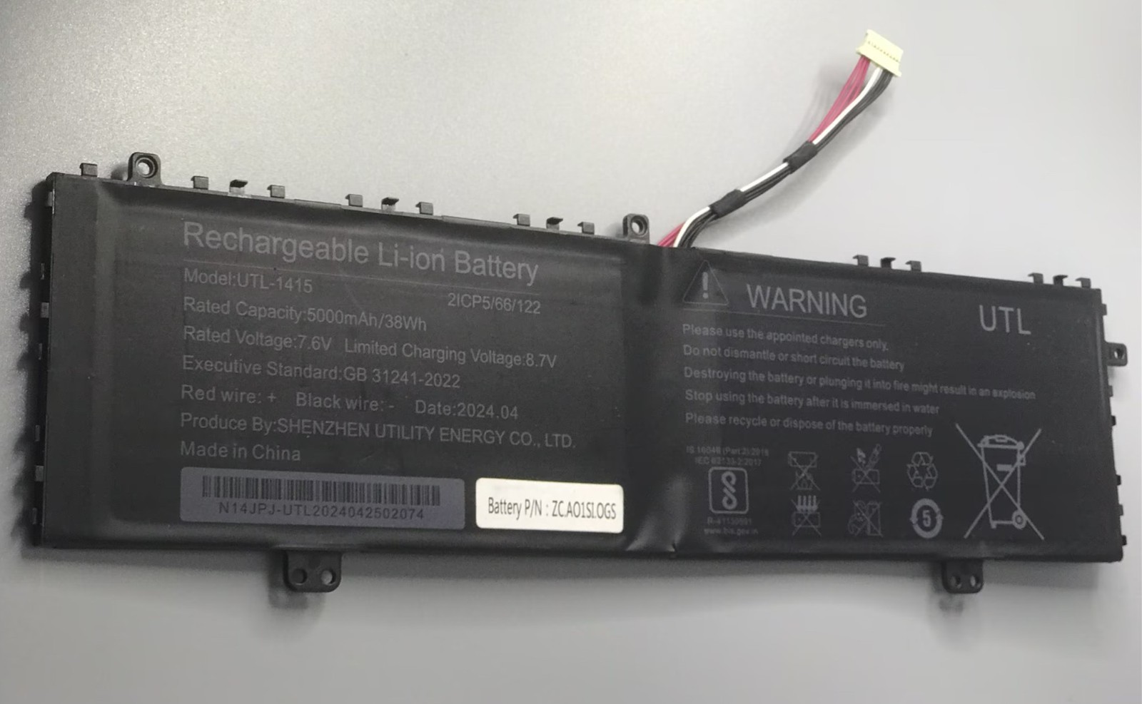 New 5000mAh 38Wh 7.6V Replacement Battery UTL-1415 2ICP5/66/122
