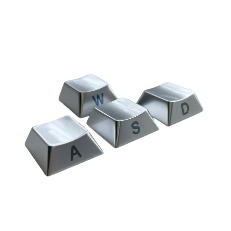 Metal WASD Keycaps Zinc Alloy Side Engraving Keycap Set 4PCS Mechanical