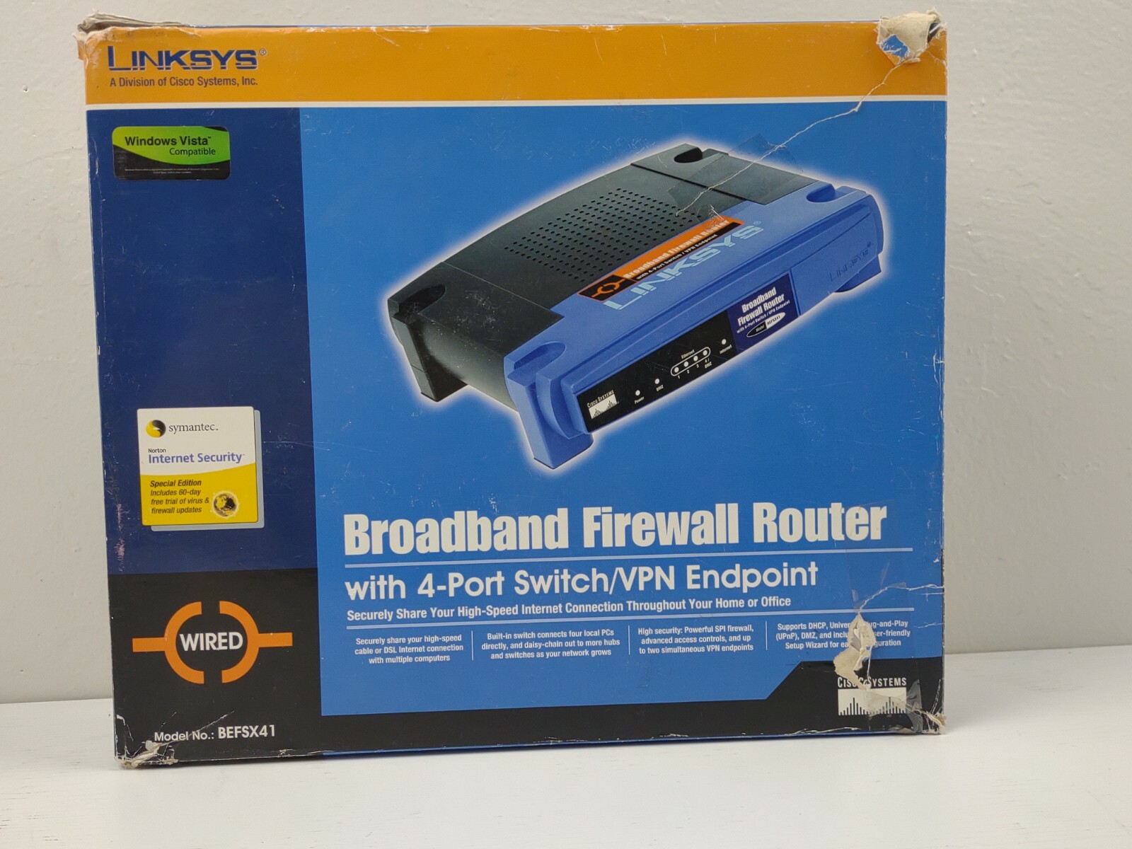LINKSYS-(BEFSX41)-EtherFast Cable/DSL Firewall Router-4-Port Switch/VPN W/ Cable