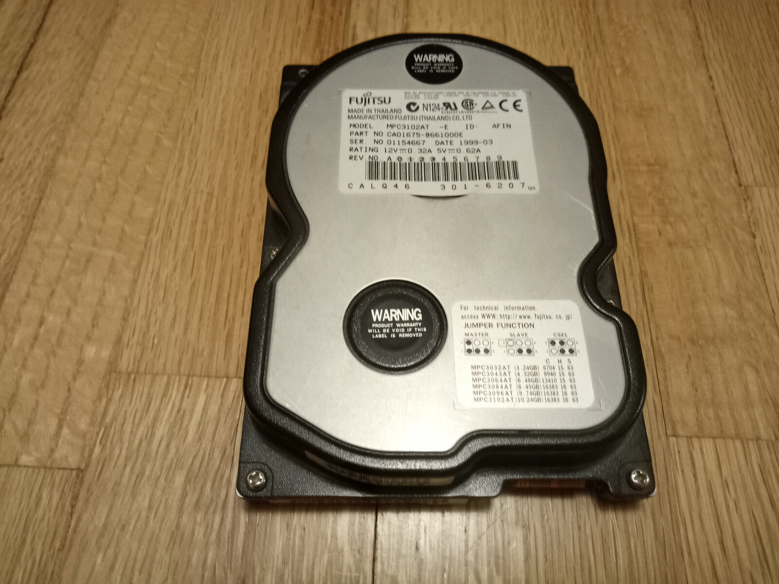 Rare Vintage Fujitsu 10.2GB 3.5" IDE Desktop PC Hard Drive MPC3102AT 10GB