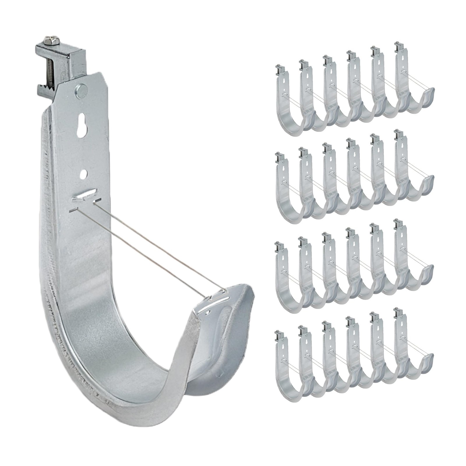 4-Inch Beam Clamp J Hook Cable Management Hook, Retainer Clip, 25-Pack