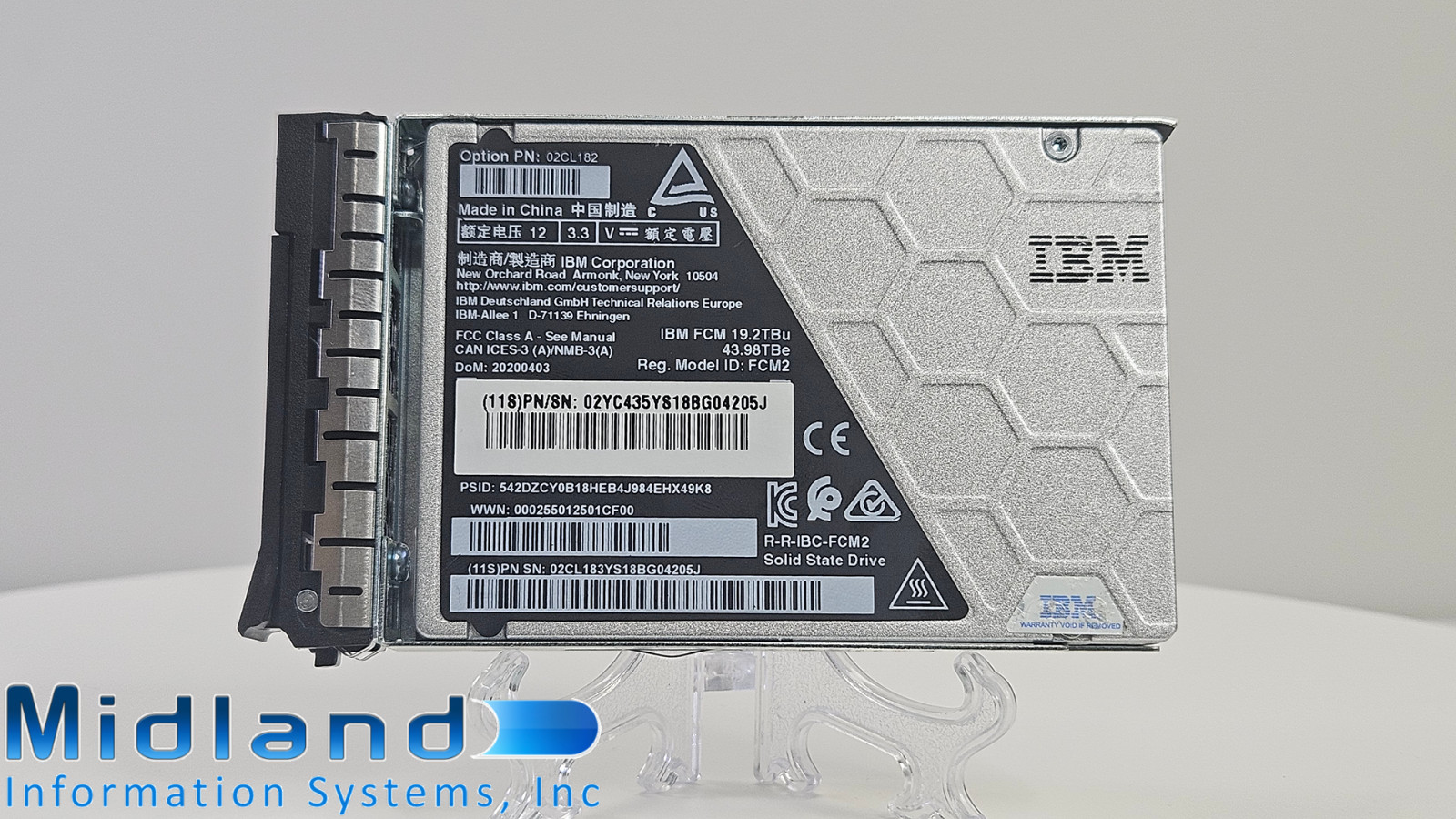 IBM 2076 ADS7 9848 AHS7 2078 AES7 19.2 TB NVMe FlashCore Module 02YC418 02CL182