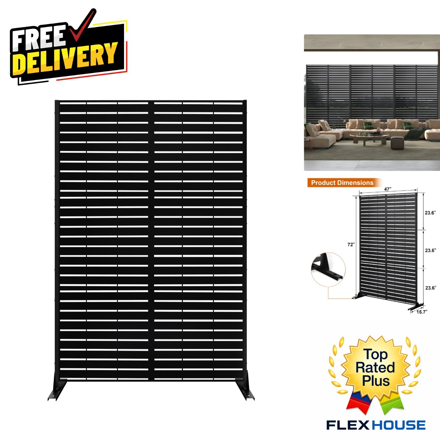 Versatile Indoor/Outdoor Privacy Screen - 3 Panels, 72" Tall, Tropical Style