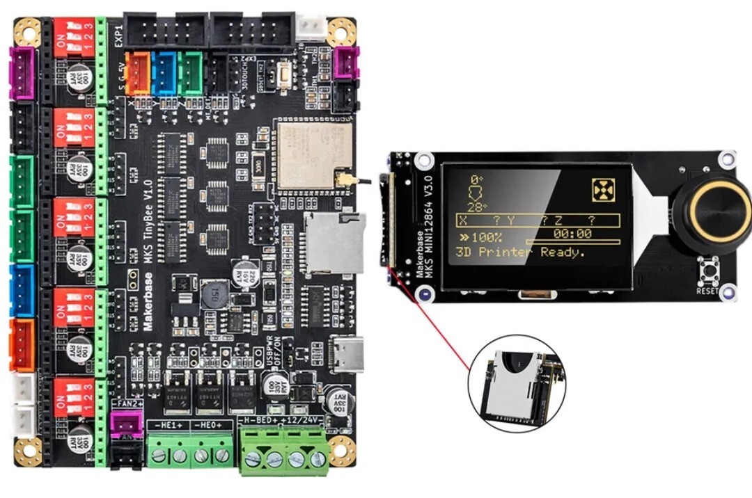 MKS TinyBee V1.0 Motherboard 3D Printer Control Board and lcd screen combo
