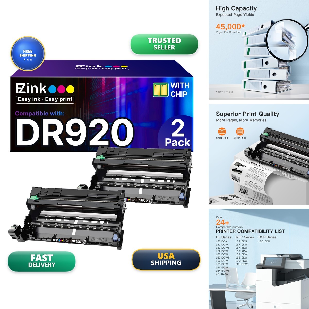E-Z Ink Drum Unit for Brother DR 920 HL-L5210DN Printer High Yield
