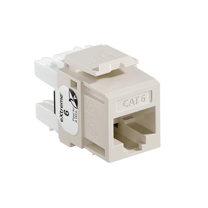 Leviton 61110-RT6 Extreme Category 6 8P8C UTP Quickport Jack Light Almond