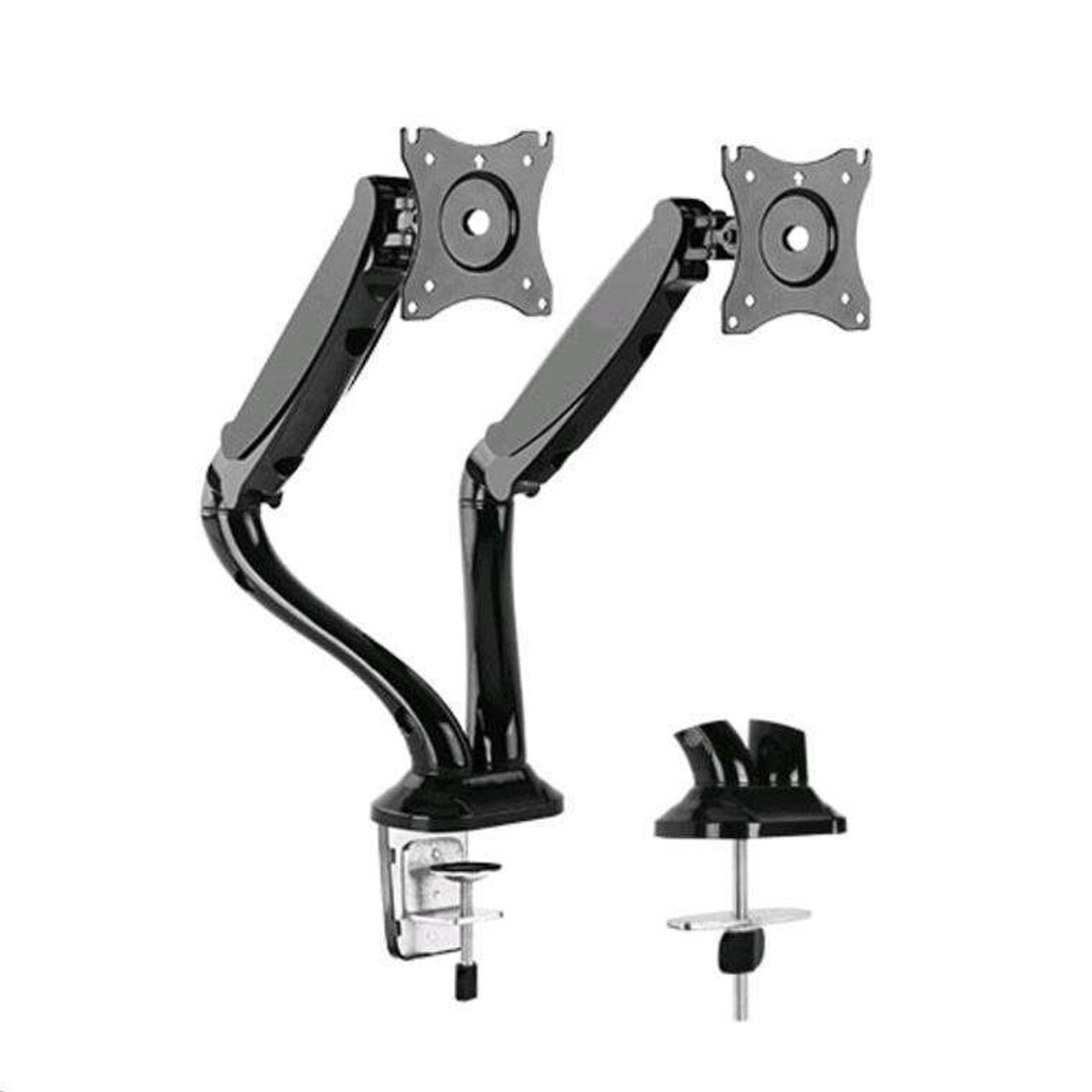 DUAL ARM MONITOR DESK MOUNT BRACKET GAS SPRING FULL MOTION FOR 17-27 INCH SCREEN