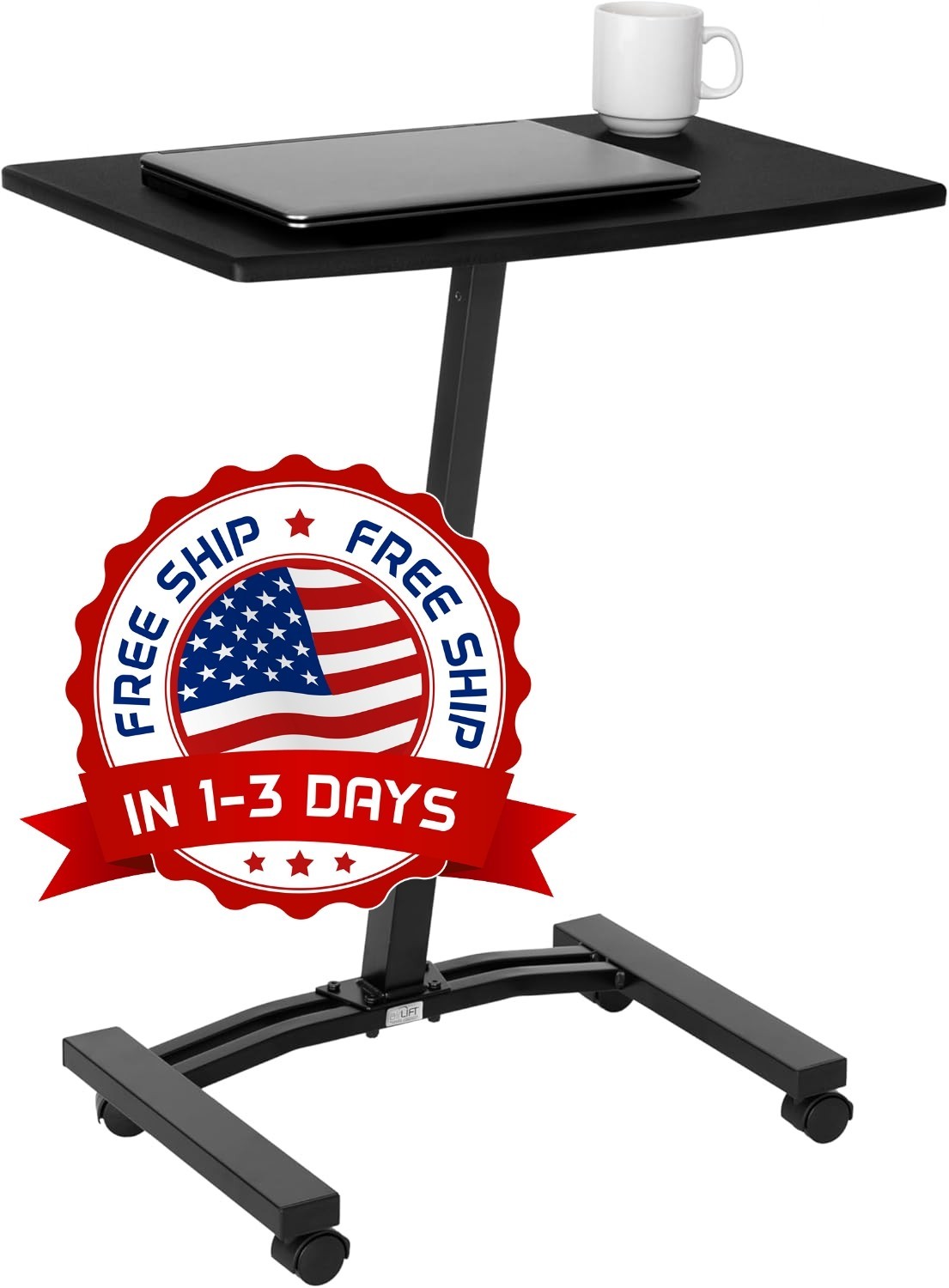 Escritorio Con Ruedas Portatil Ajustable Mesa Para Laptop ט Computadora De Cama.