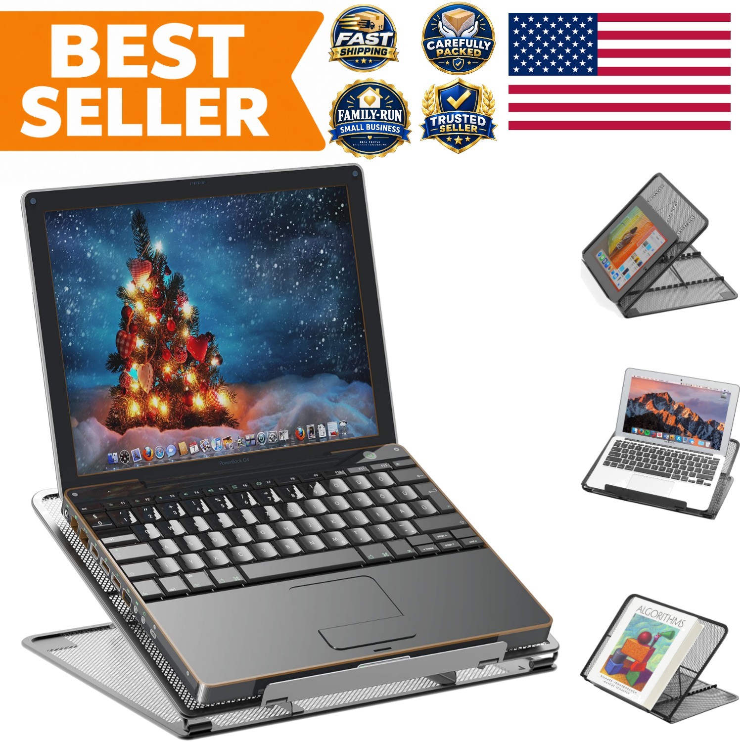 Laptop Stand, 11-Level Adjustable Computer Holder, Black