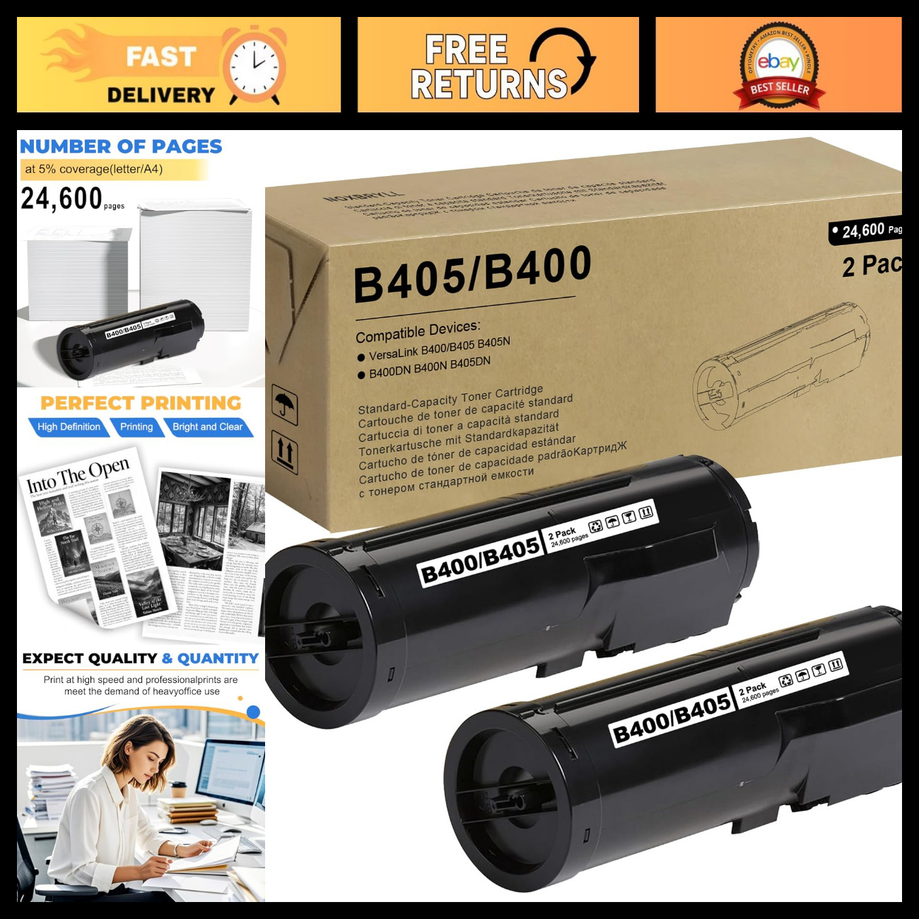 High Capacity Black Toner Cartridge Compatible for Xerox VersaLink B400/B405 - 2