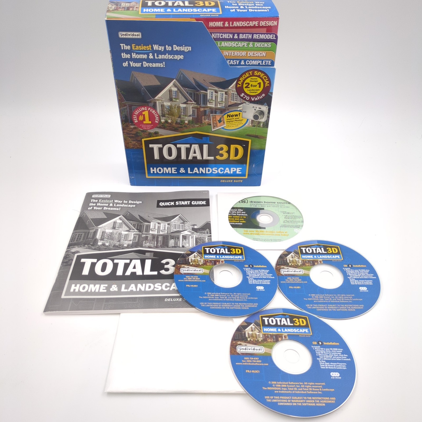 Total 3D Home & Landscape Deluxe Suite PC Software Windows 98SE 2000 ME XP