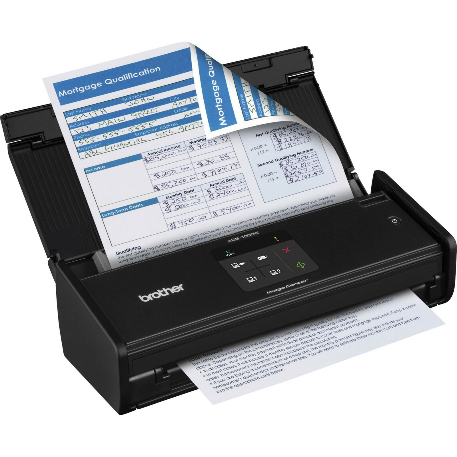 Brother ADS1000W Compact Color Desktop Scanner w/Duplex & Wireless Net ADS-1000W