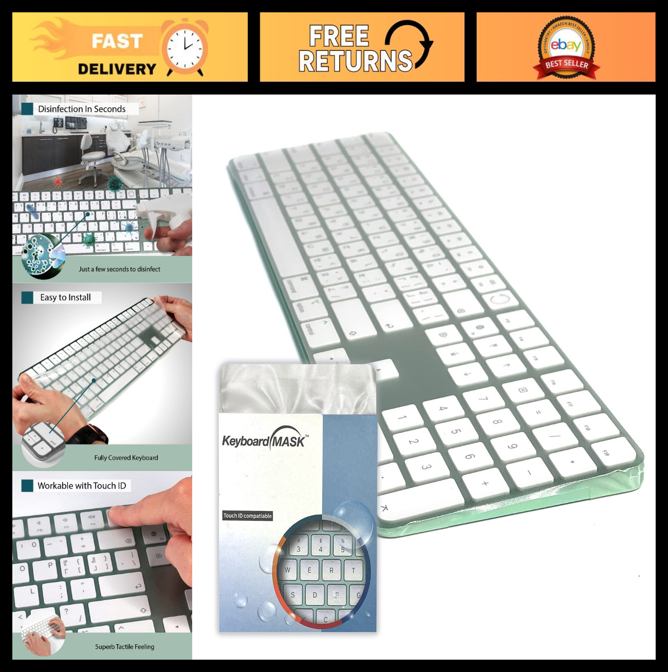 Matte Finish Keyboard Cover for 2021 iMac Wireless Magic Keyboard, Ultra Thin, A