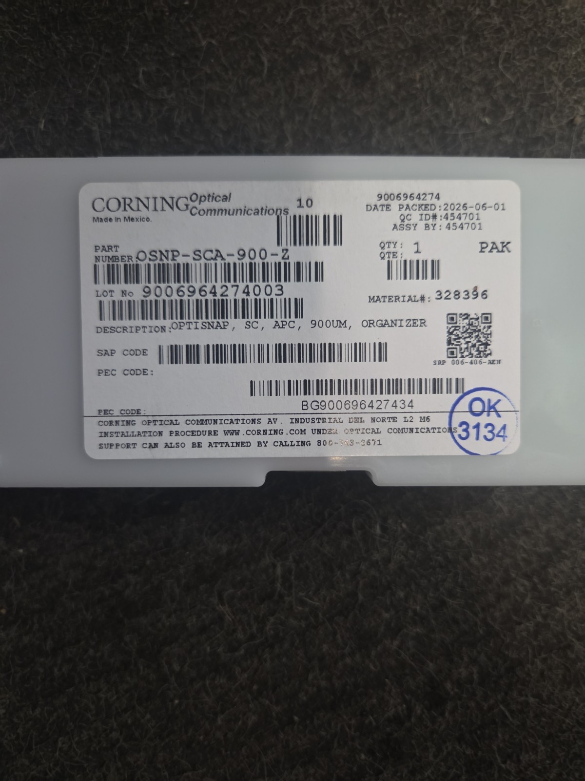 Corning Optisnap, SC, APC, Organizer