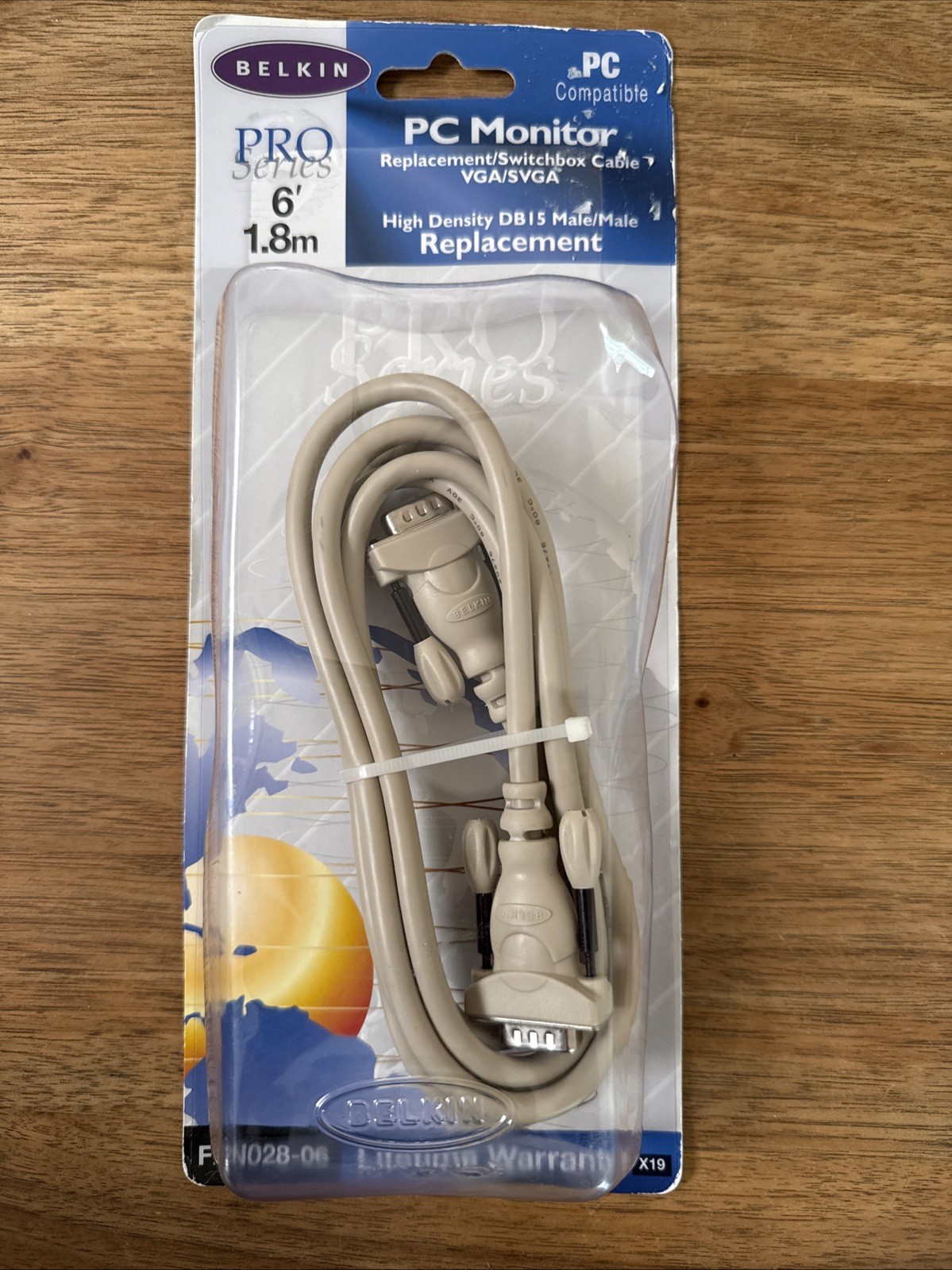 Belkin Pro Series PC VGA Monitor Cable 6' Male To Male F2N028-06 SVGA
