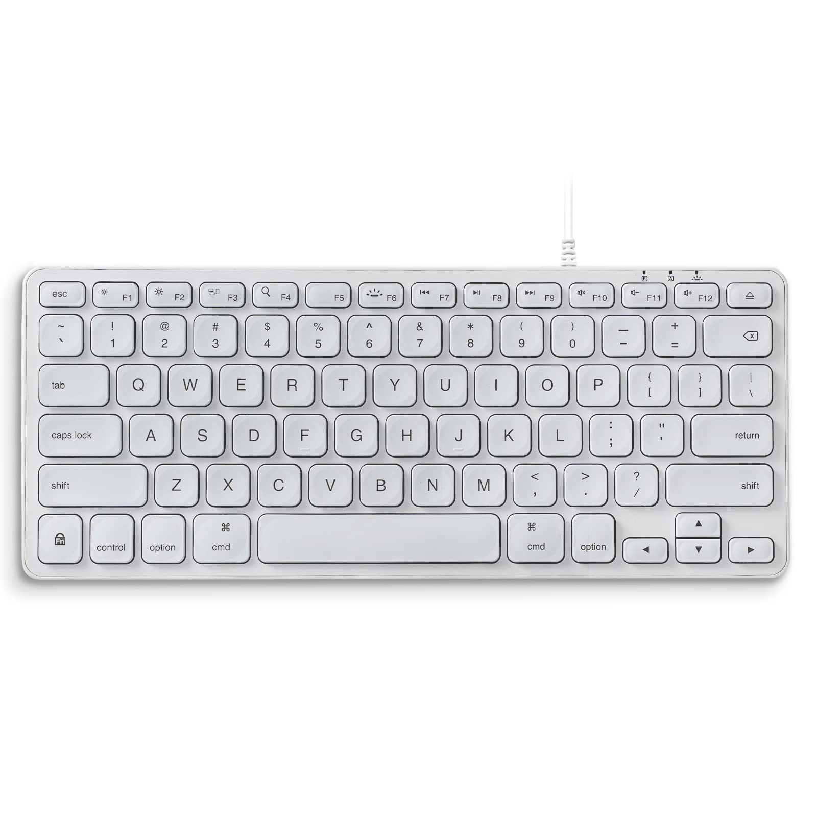 PERIBOARD332MW Mini Wired Backlit Scissor Keyboard Mac OS White Font