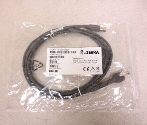 *NEW* Zebra 7’ USB Data Transfer Cable CBA-U21-S07ZBR