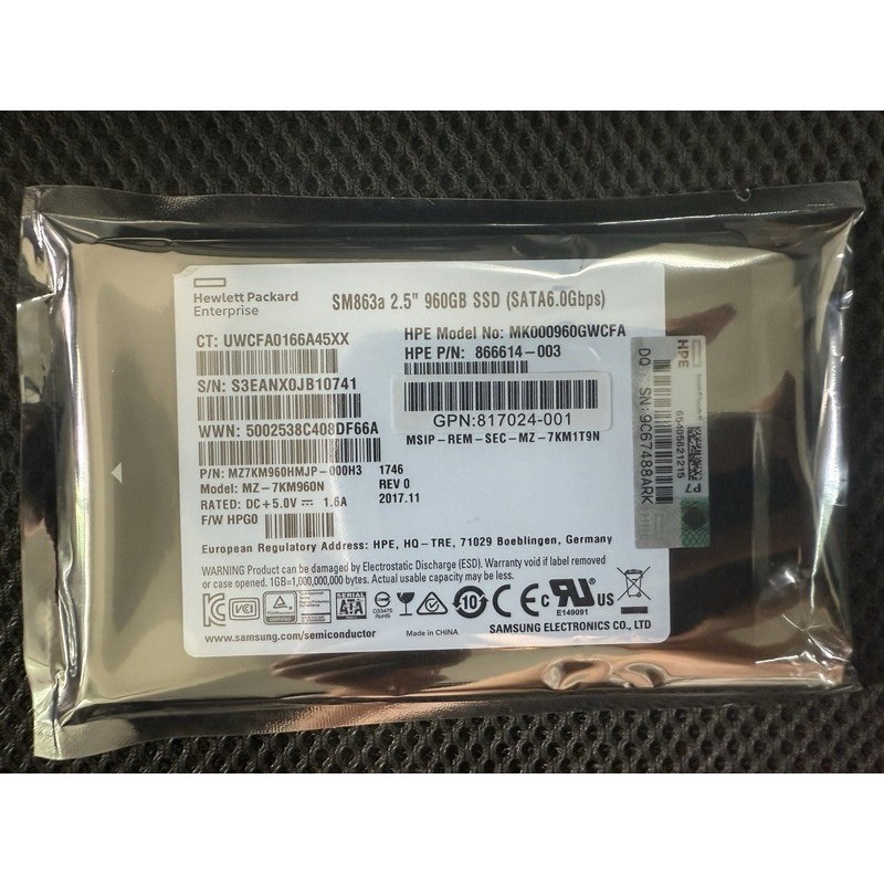 FOR HPE/Samsung 2.5" 960GB SATA 6G G11 Server SSD Replace P40503-B21 P41528-001