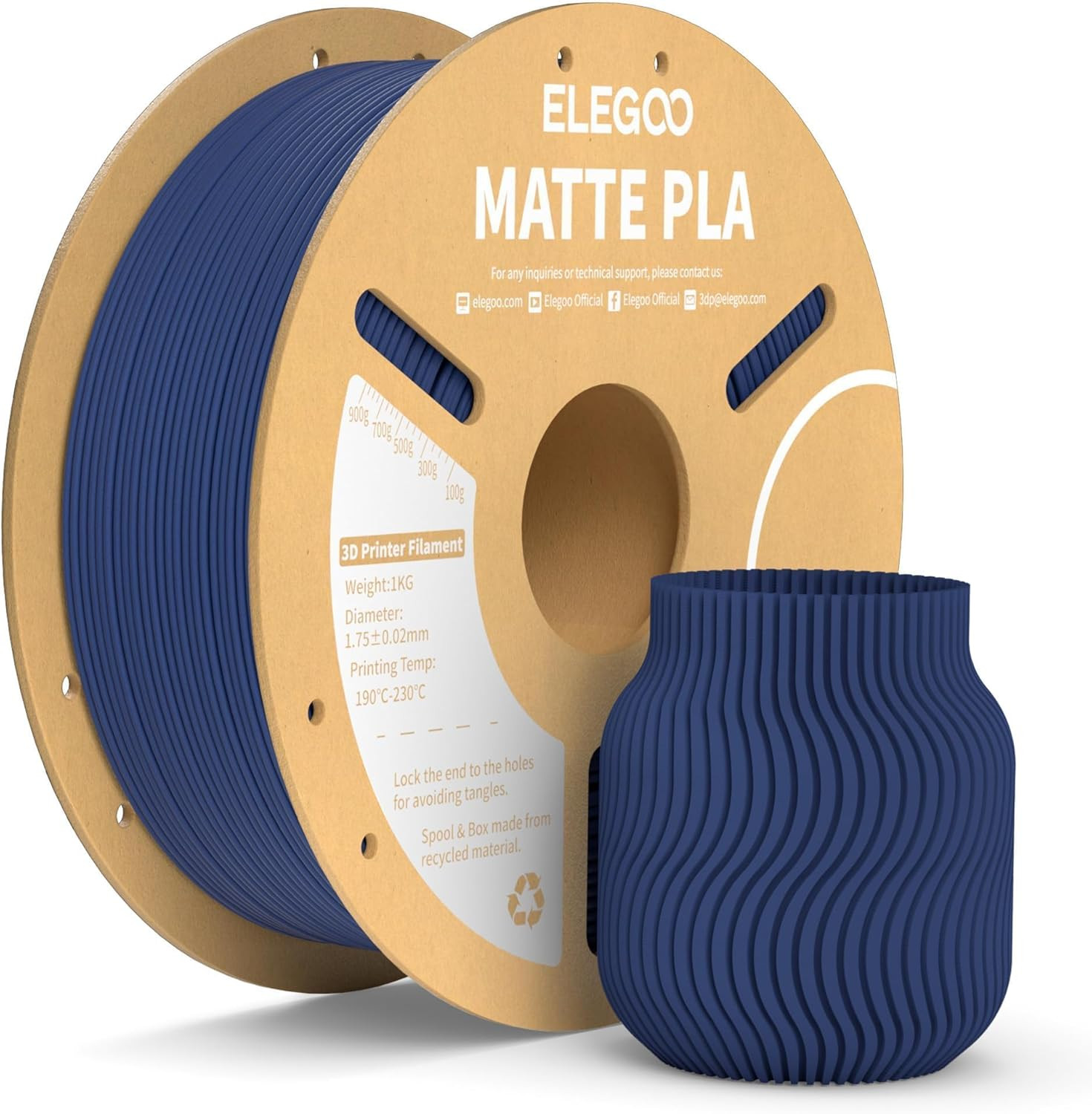 ELEGOO Matte PLA 3D Printer Filament Navy Blue 1KG 1.75Mm