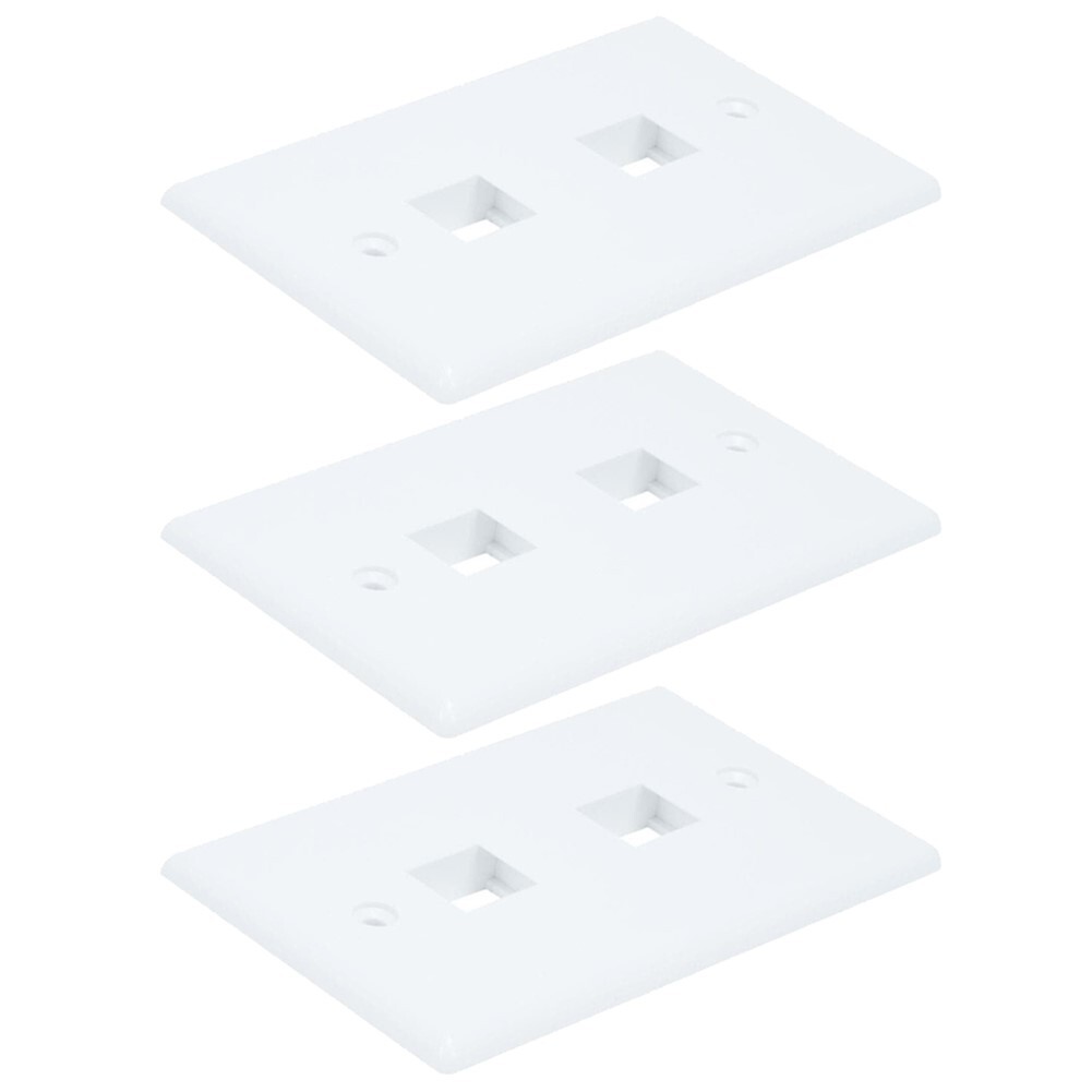3 Pcs 2 Hole Port Keystone Jack Insert Snap In Wall Plate Faceplate 1-Gang White