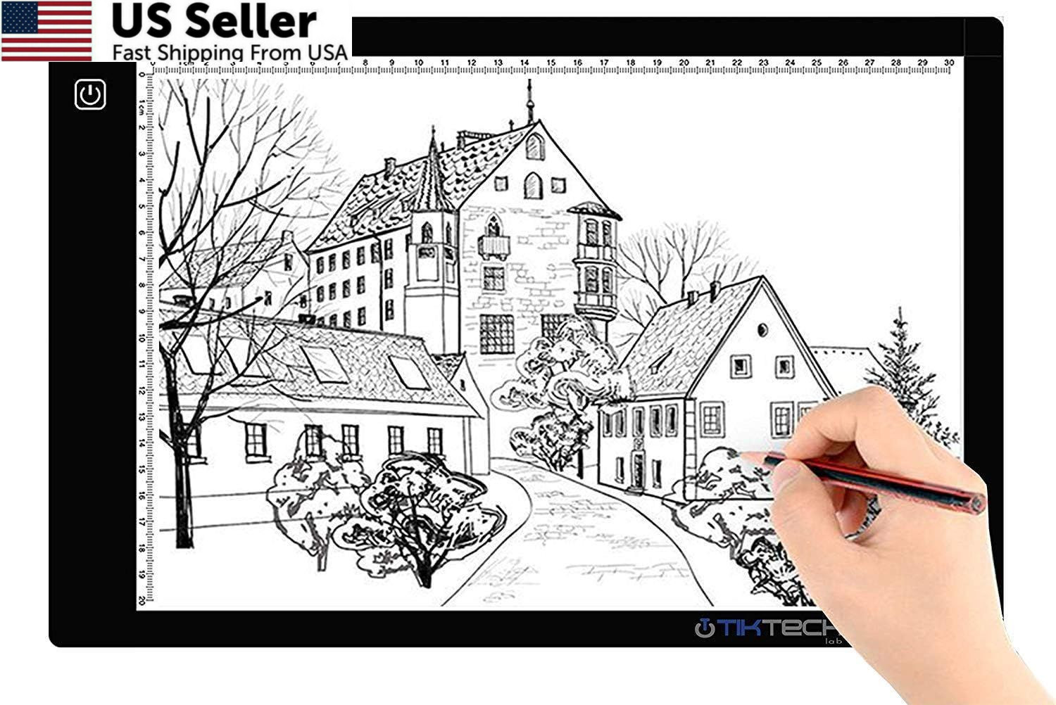 A4 Ultra-Thin Portable LED tracing Light Box Dimmable Brightness A4P, Black 