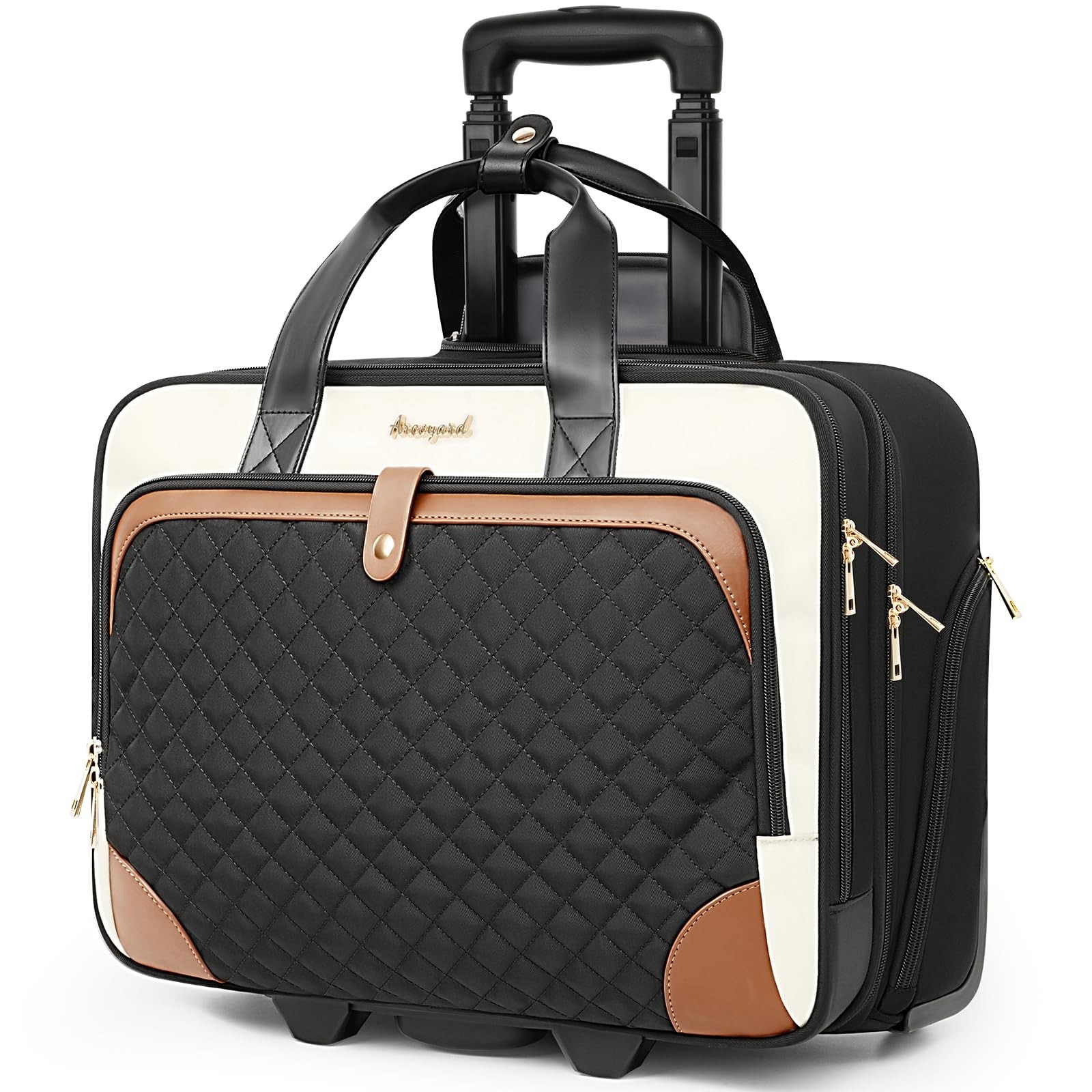 Arcoyard Rolling Laptop Bag, Rolling Briefcase for Women with Waterproof Pock...