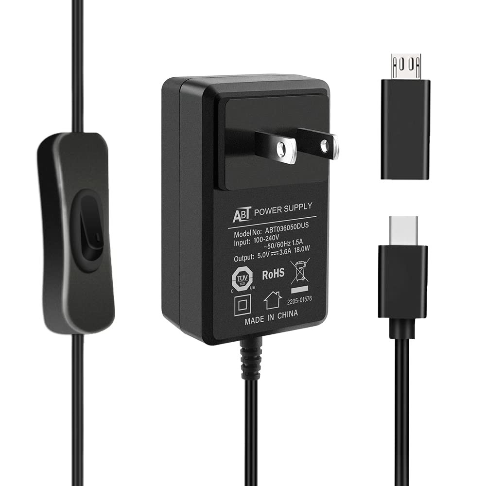 GeeekPi 18W 5V 3.6A Power Supply for Raspberry Pi 4/Orange 5&5B, berry
