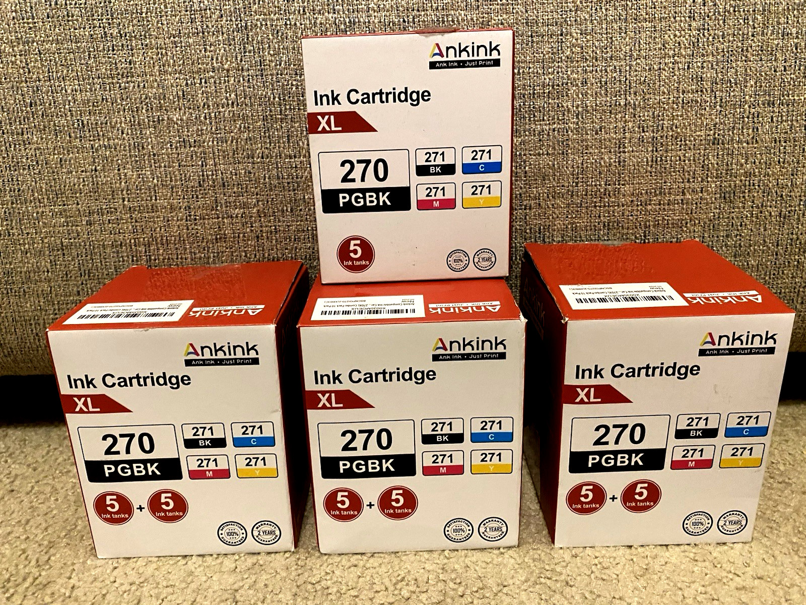 LOT OF 4 ANKINK INK CARTRIDGES 270 PGBK 271BK DATED 03-24 (3 NEW, 1 OPEN BOX)