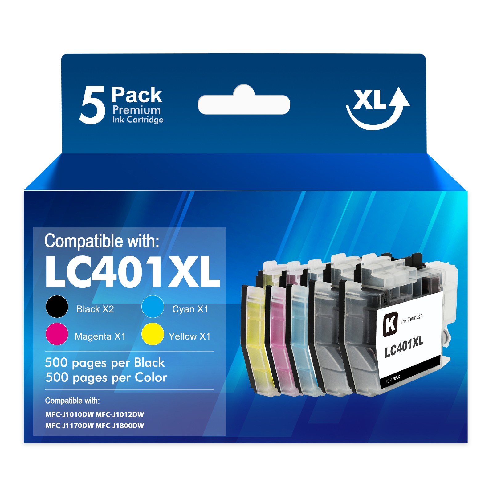 LC401XL Black Color Ink compatible for Brother MFC-J1010DW J1170DW J1012DW LOT