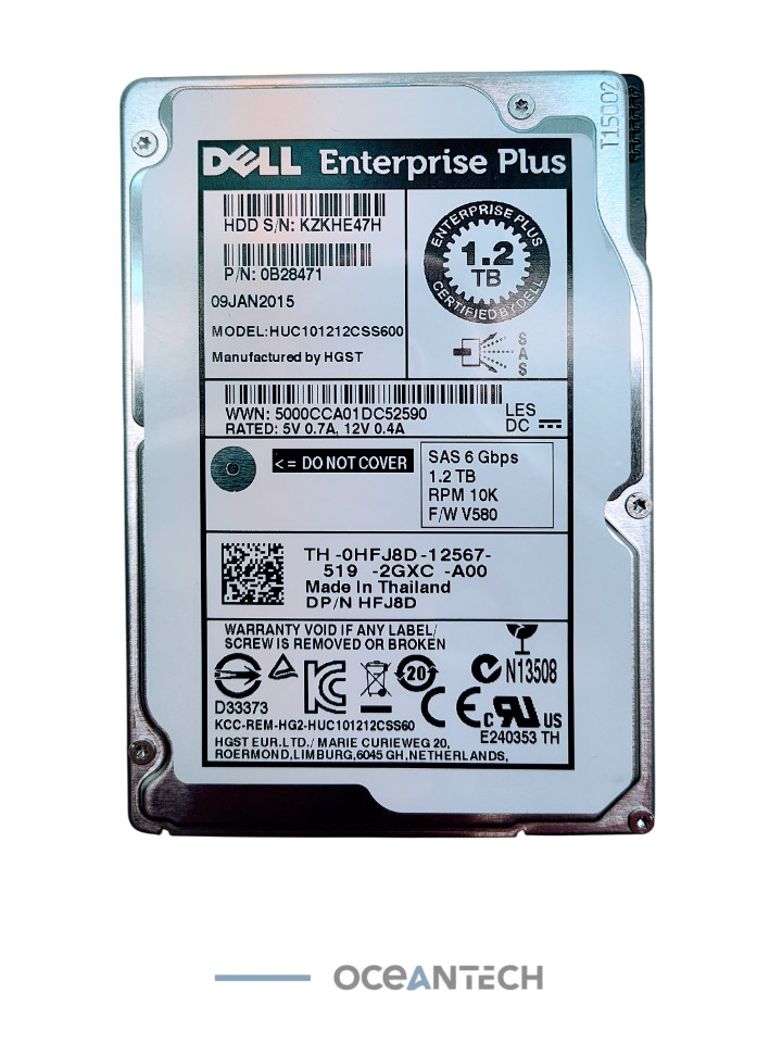 Dell / HGST 0HFJ8D 0B28471 1.2TB 10K SAS 2.5 6G HUC101212CSS600 F/W V580