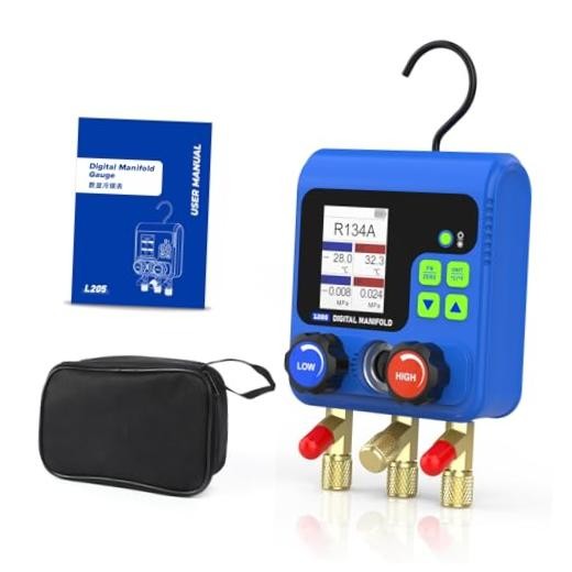 Digital HVAC Manifold Gauge Kit R134A R32 R410A R11 R12 | TFT LCD L205