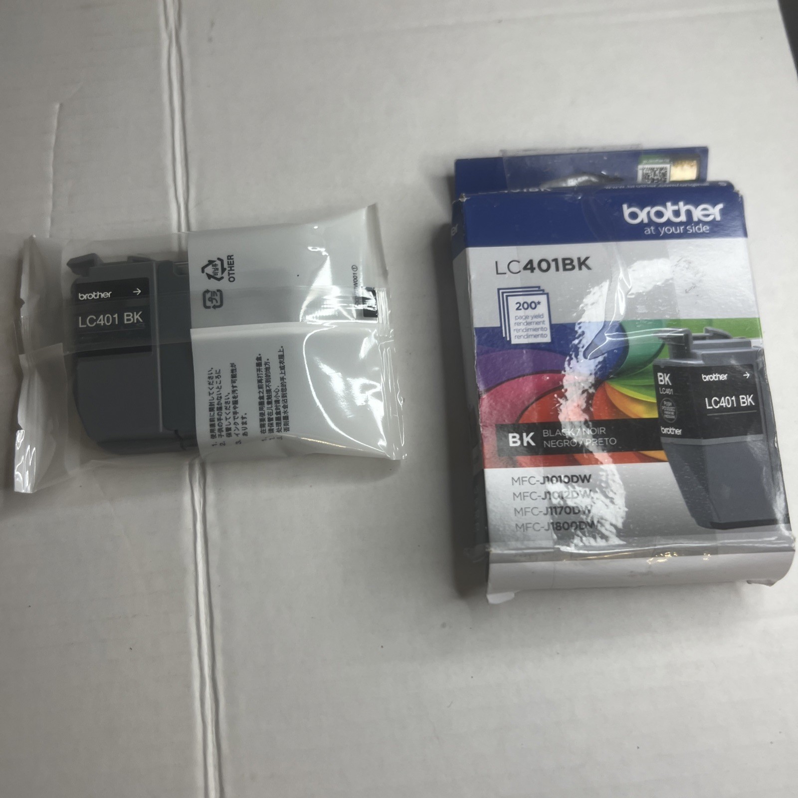 Brother Genuine LC401BK Standard Yield Black Ink Cartridge 200 Pages MFC-J1010DW