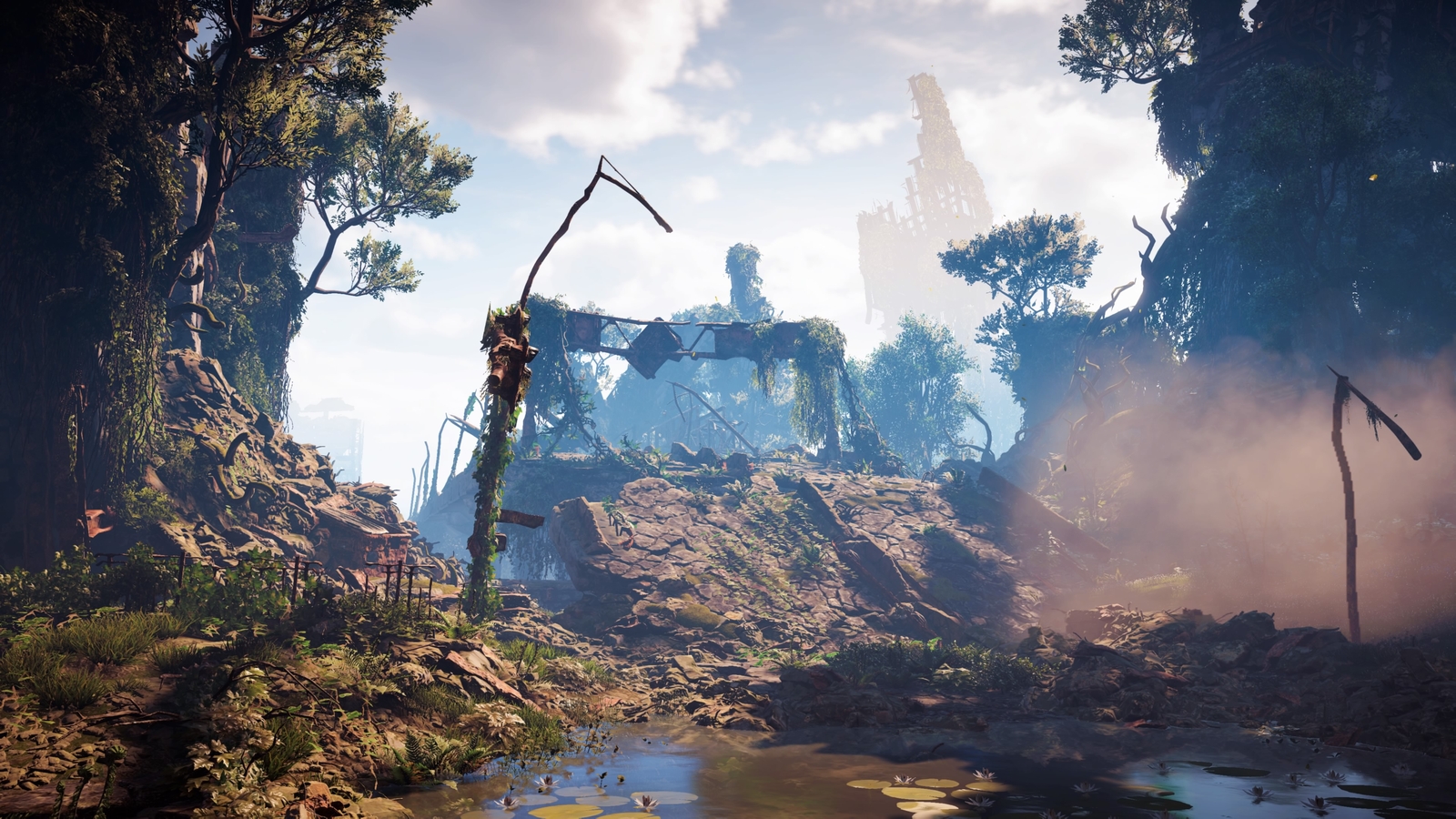 Landscape horizon zero dawn nature apocalyptic ruins Custom Gaming Mat Desk
