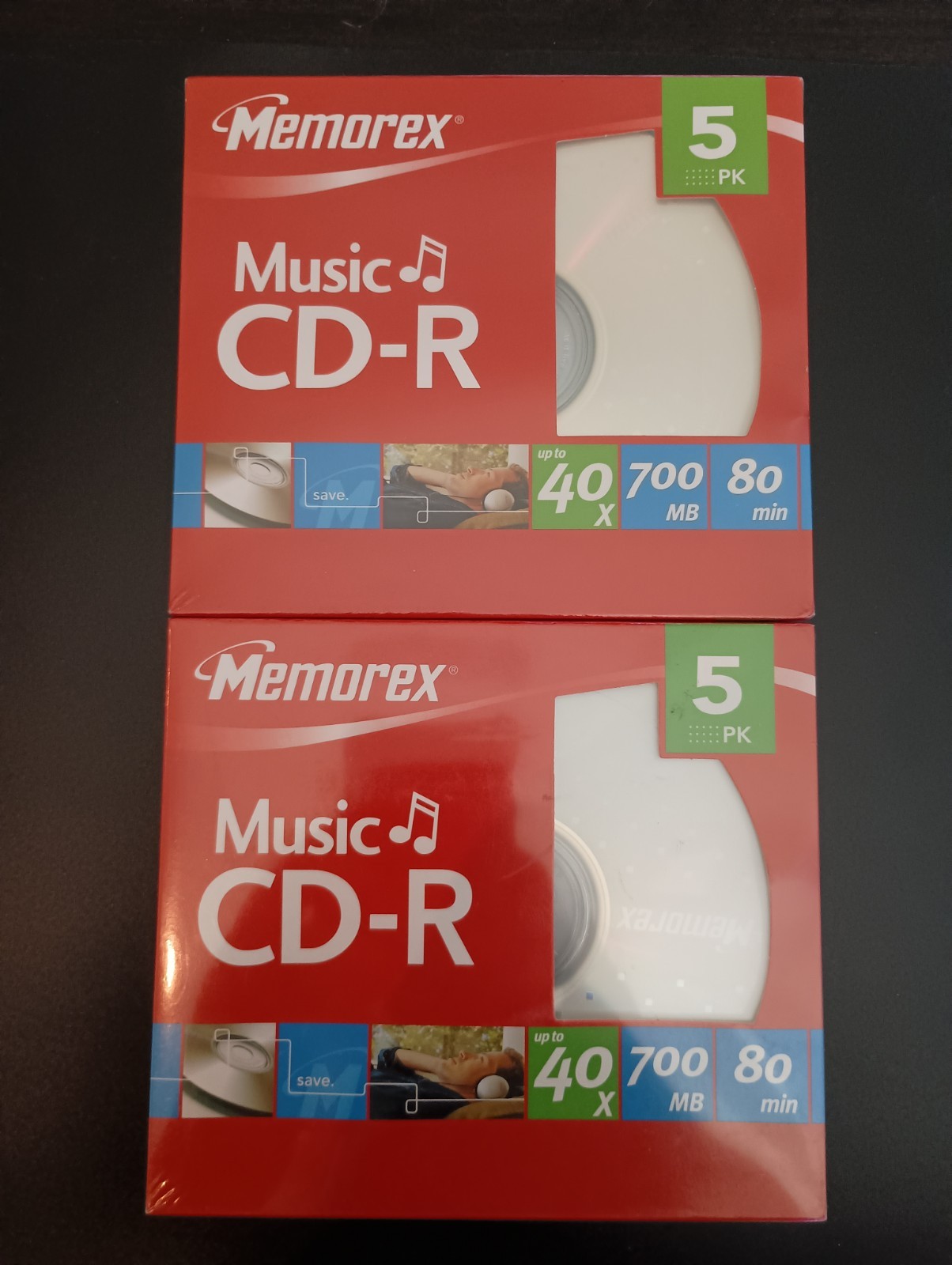 2 Memorex Music CD-R 700MB 80 Minute, 40X - 5 Pack - New Sealed NIP