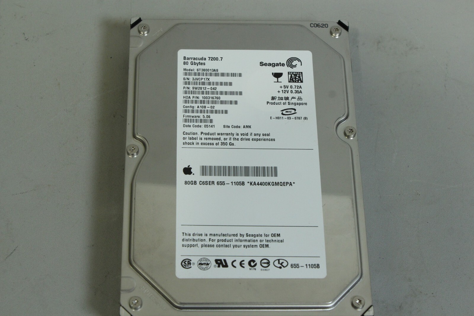 Seagate ST380013AS 9w2812-633 Barracuda 80GB 7200RPM SATA-1 8MB Cache 3.5" 76-3