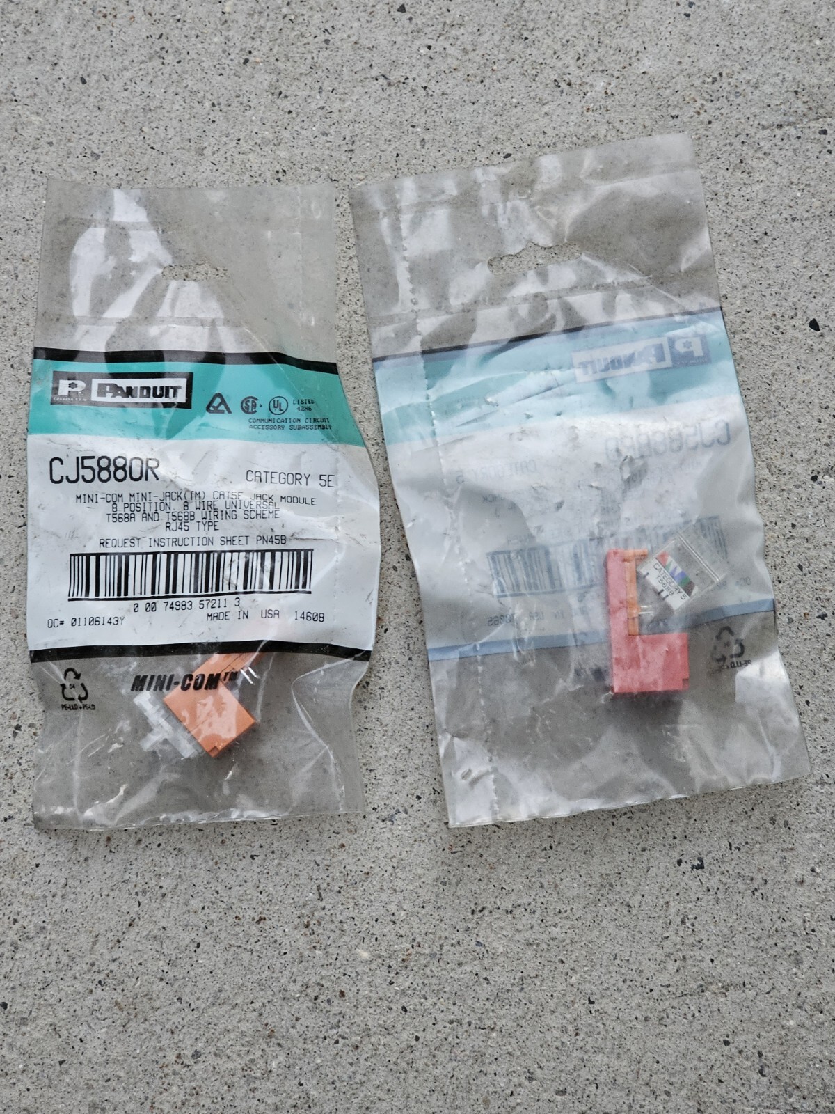 PANDUIT CJ588OR RJ45 MINI-JCK CAT5EMODULE PLASTIC Orange INFORMATION OUTLET New 