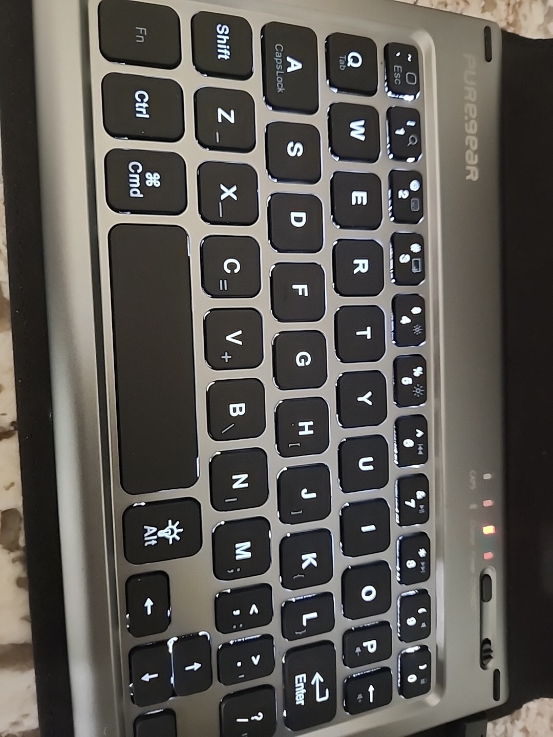 Pure gear Universal Tablet Folio With Removable Backlit Keyboard Fits 7-8"