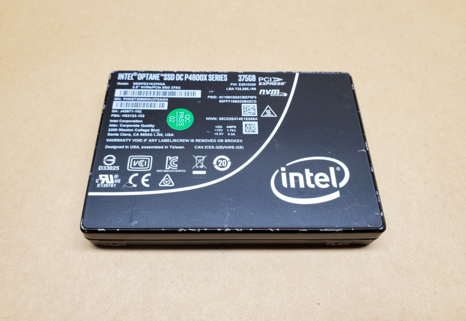 375GB Intel Optane SSD DC P4800X Series SSDPE21K375GA 2.5" NVMe PCIe | Tested