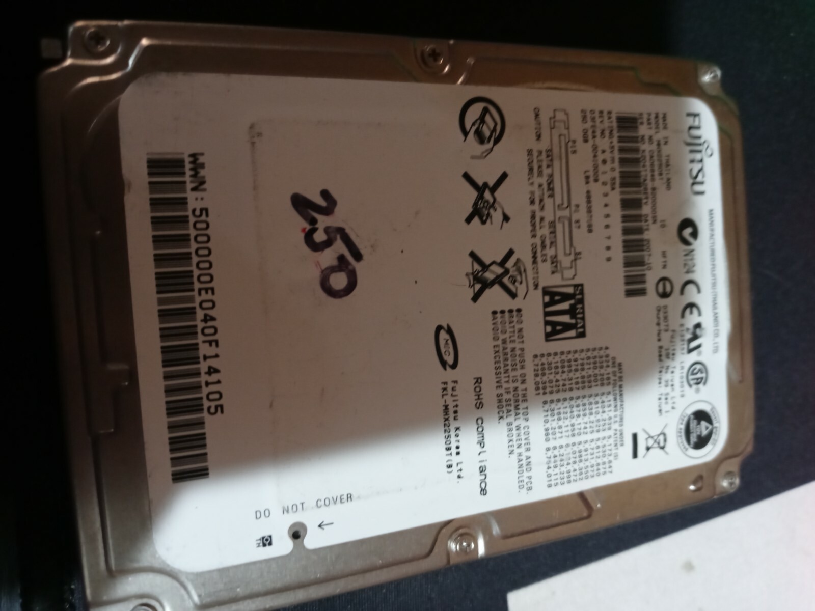 MHX2250BT GENUINE FIJITSU LAPTOP HARD DRIVE 250GB 4200RPM SATA(GRADE A)(CA215)