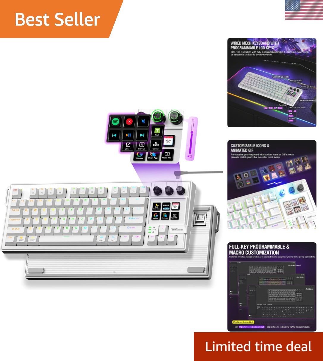 VSD K1 Pro 87‑Key Macro Mechanical Keyboard with Integrated Streaming Deck