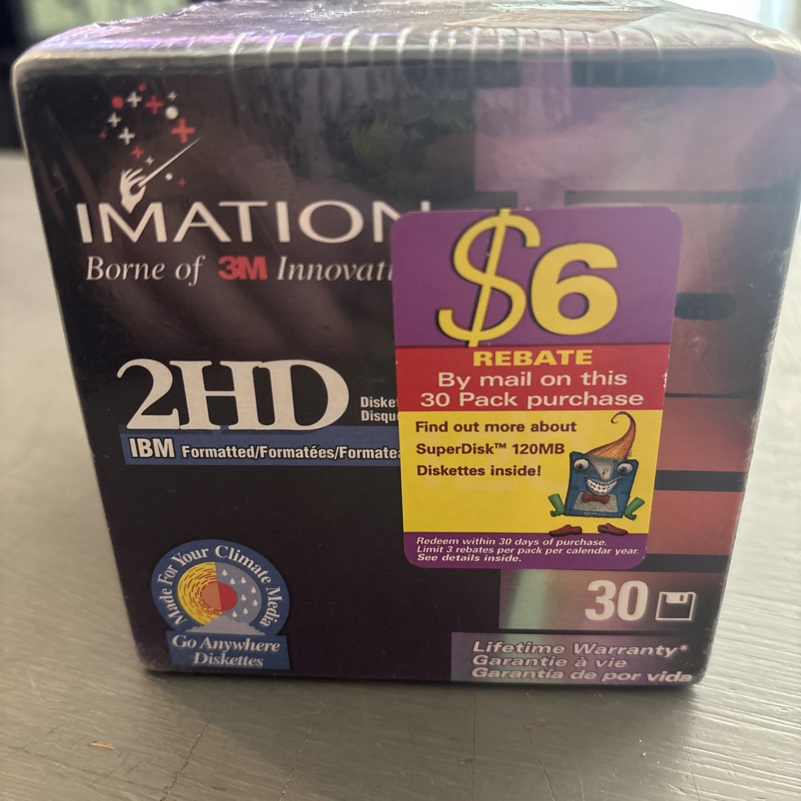 Imation 3.5 Floppy Disks 2HD Diskettes IBM Formatted 30 Pack 1.44 MB New Sealed