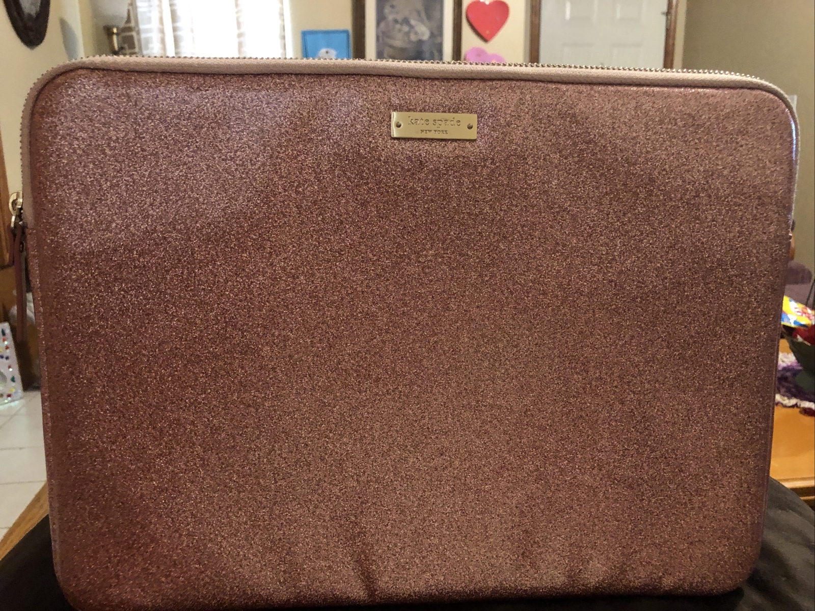 Kate Spade Glittering Champagne Pink Padded Computer Sleeve Padded 13 X 10 Inch
