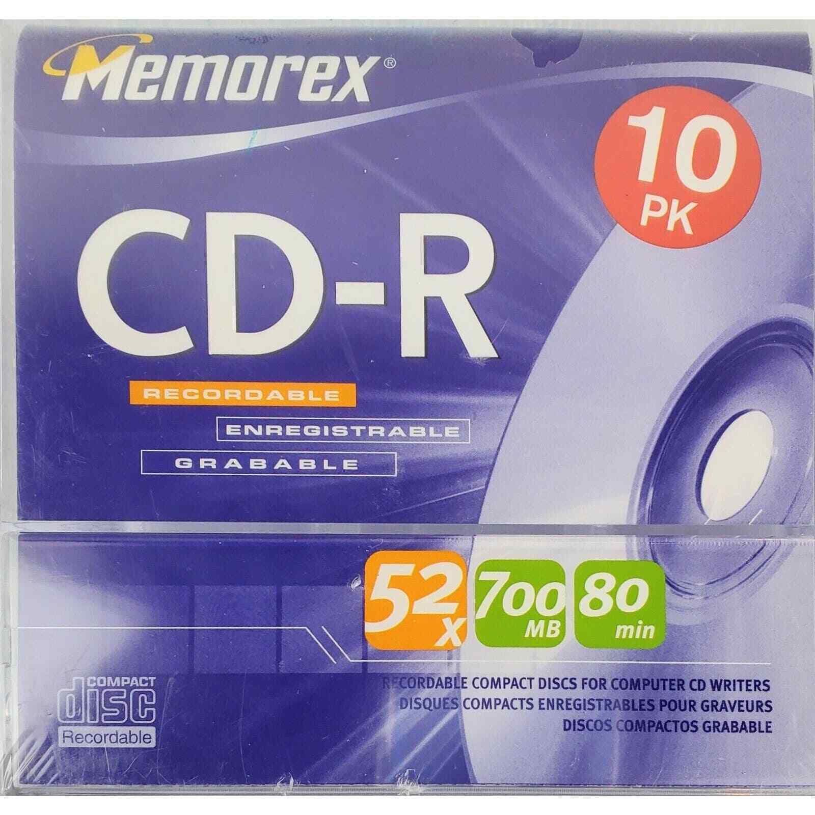 Memorex CD-R 10 Pack Recordable Compact Disc Multi Speed 700 MB 80 Minutes - New