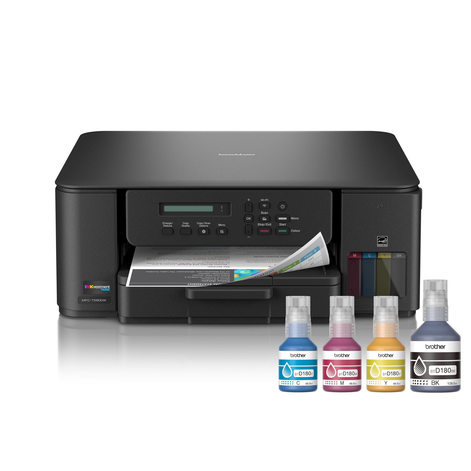 Brother INKvestment Tank 580 Wireless Color Inkjet All-in-One Includes3 Years