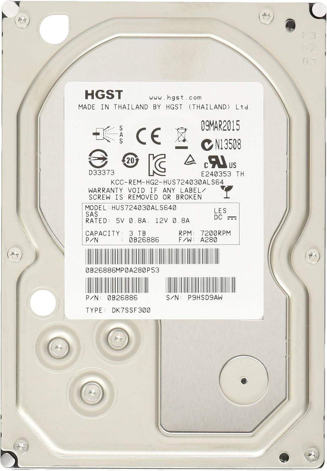 HGST Ultrastar HUS724030ALS640 3 TB 3.5 in SAS 2 Enterprise Hard Drive USA