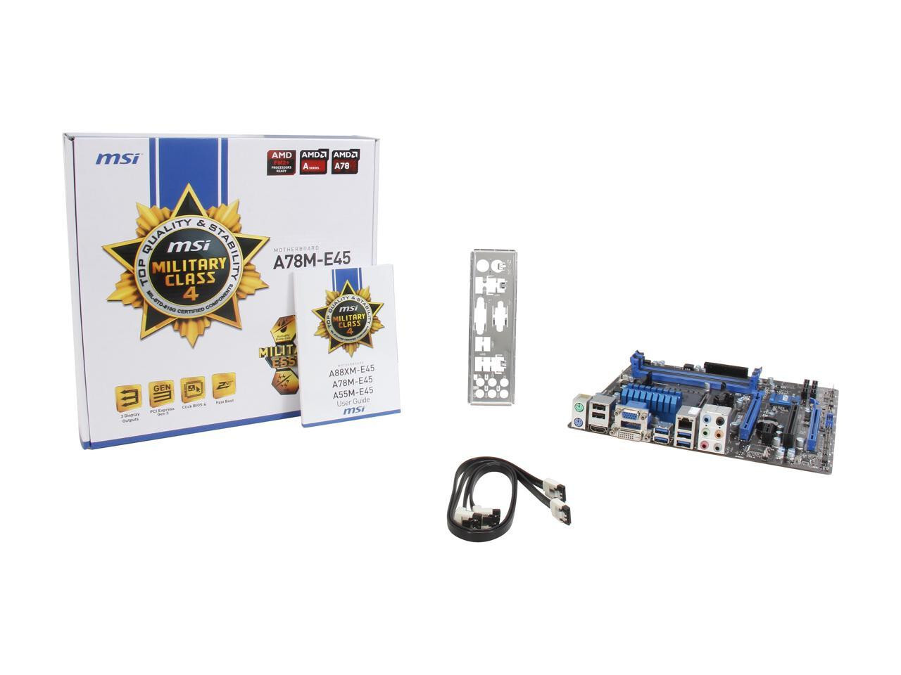 MSI A78M-E45 MS-7721 S FM2+/FM2 AMD A78 SATA 6Gb/s USB 3.0 HDMI mATX Motherboard