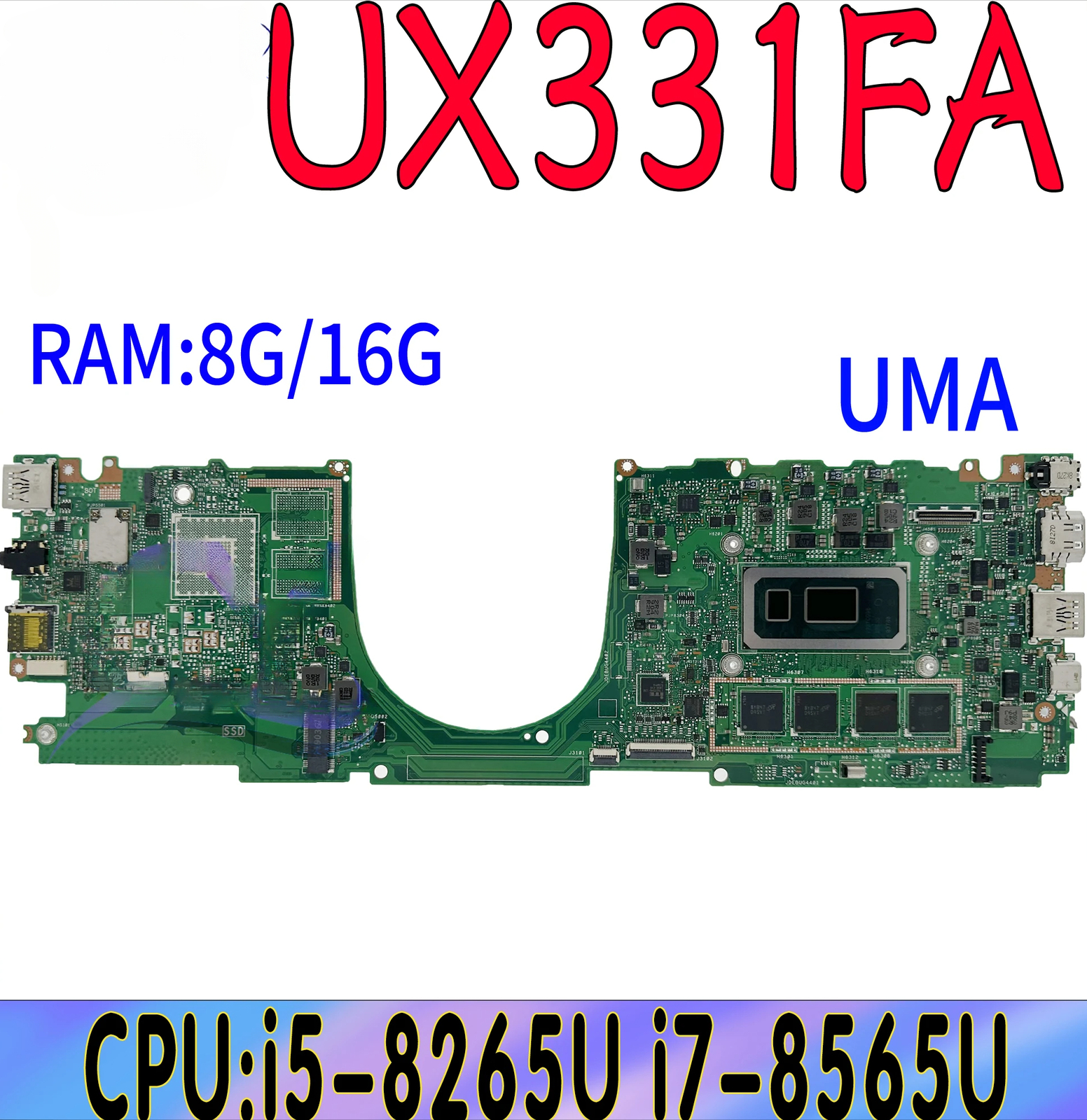 UX331FA For ASUS UX331FAL UX331 Motherboard With I5-8265U I7-8565U V2G/UMA 8GB