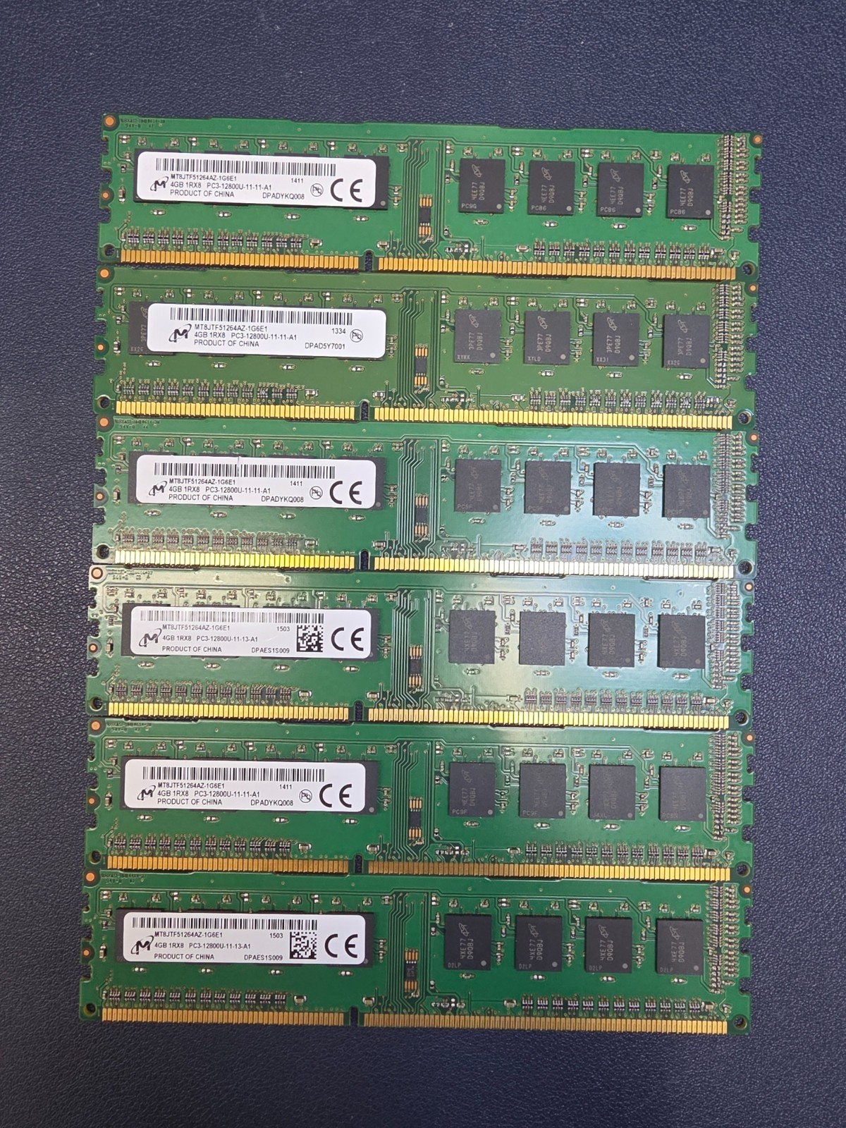 06x Micron 4GB 1RX8 PC3-12800U-11-11-A1   RAM MT8JTF51264AZ-1G6E1