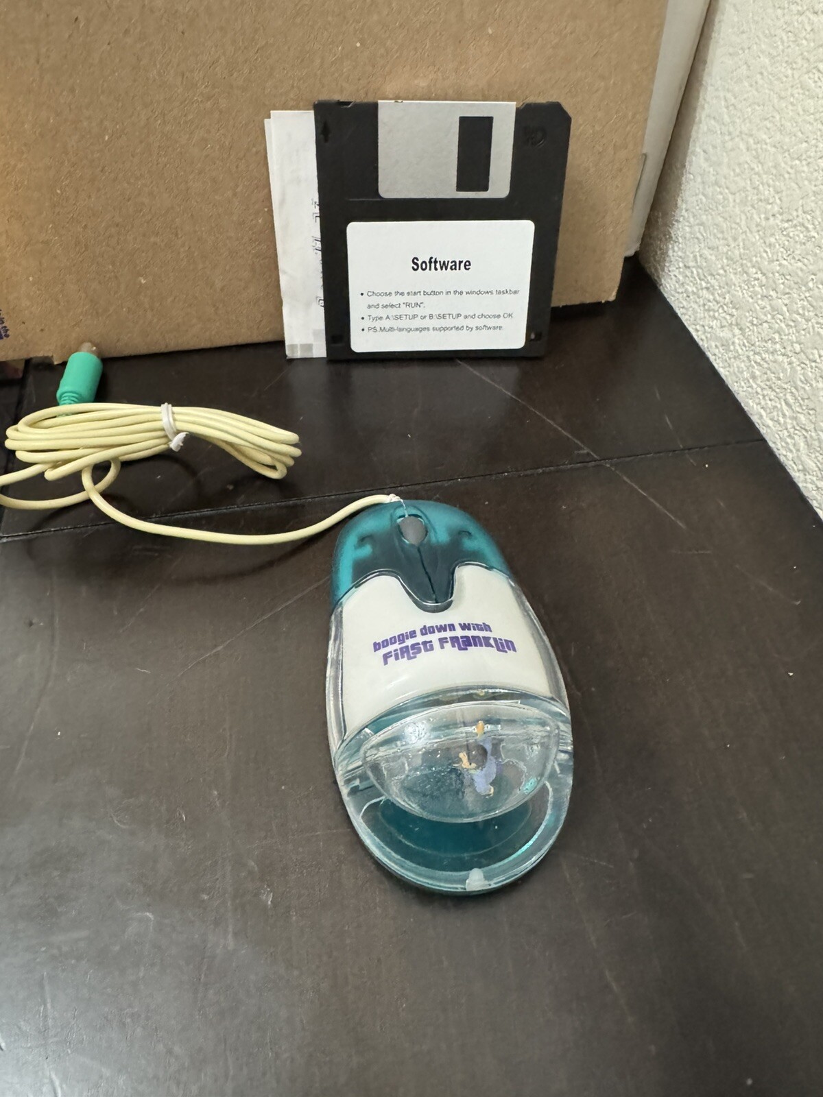 Aqua Aflac Duck Wired Computer Mouse AM-930-P RARE VINTAGE 1990s TRANSPARENT New